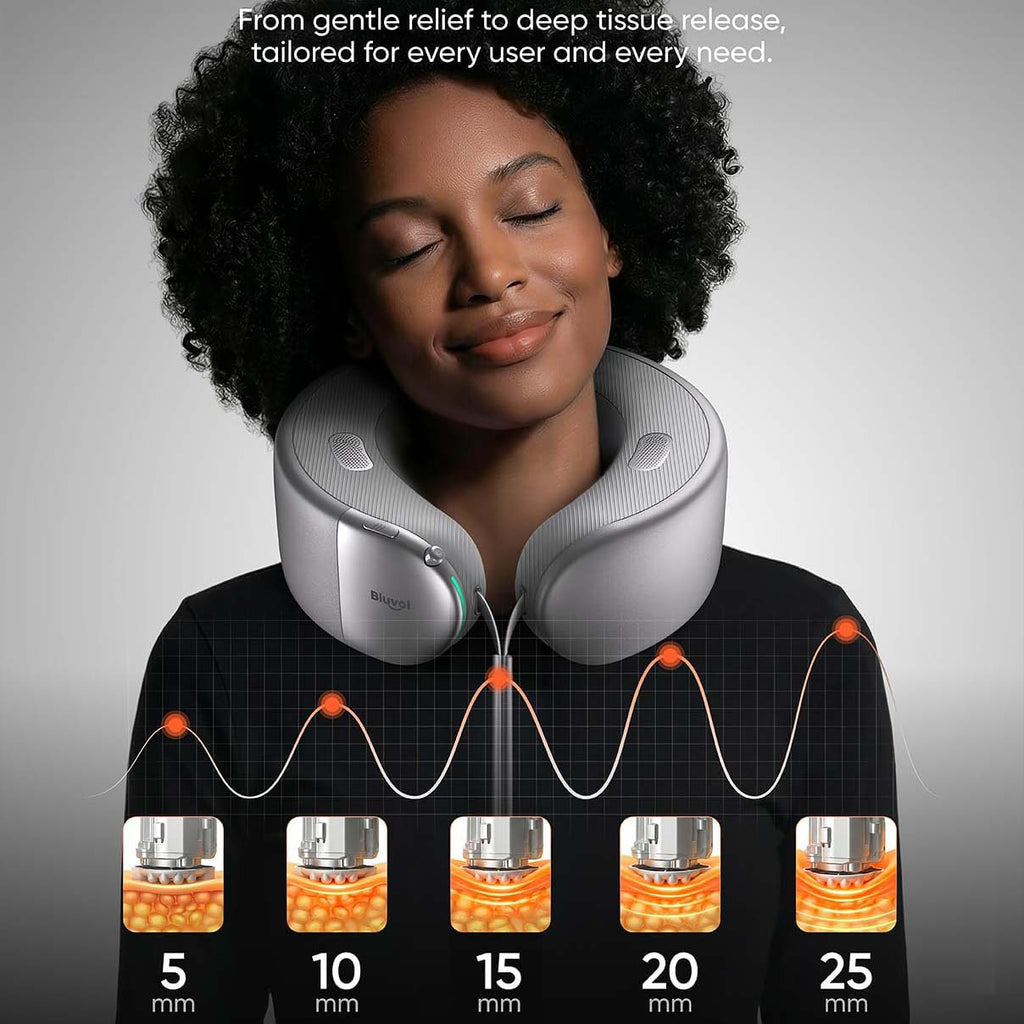 3D Heated Neck Massager Pillow with 360° Surround Sound, Adjustable Modes and Deep Tissue Relief