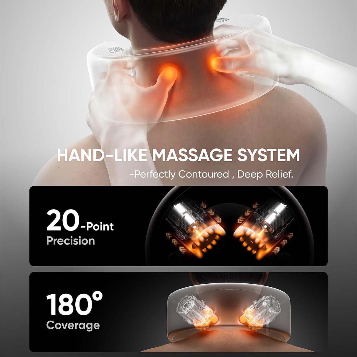 3D Heated Neck Massager Pillow with 360° Surround Sound, Adjustable Modes and Deep Tissue Relief