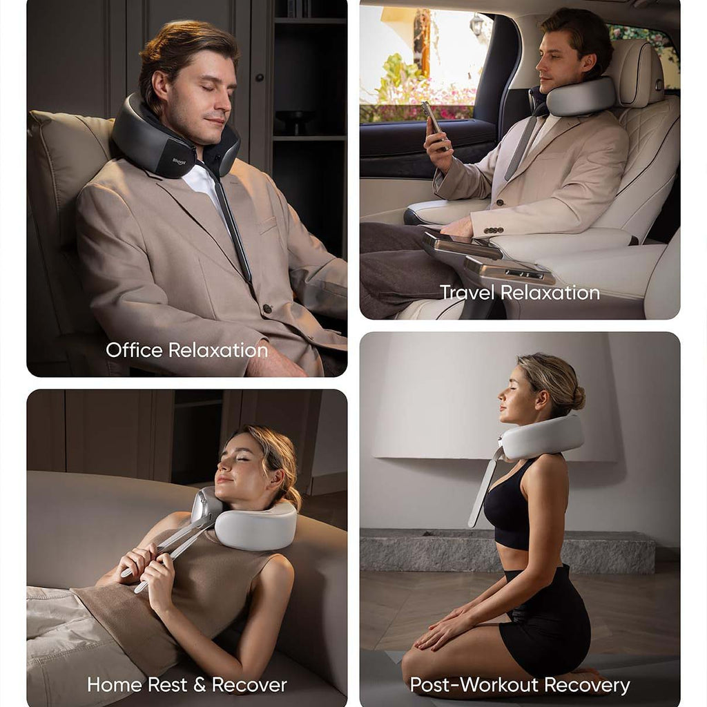 3D Heated Neck Massager Pillow with 360° Surround Sound, Adjustable Modes and Deep Tissue Relief