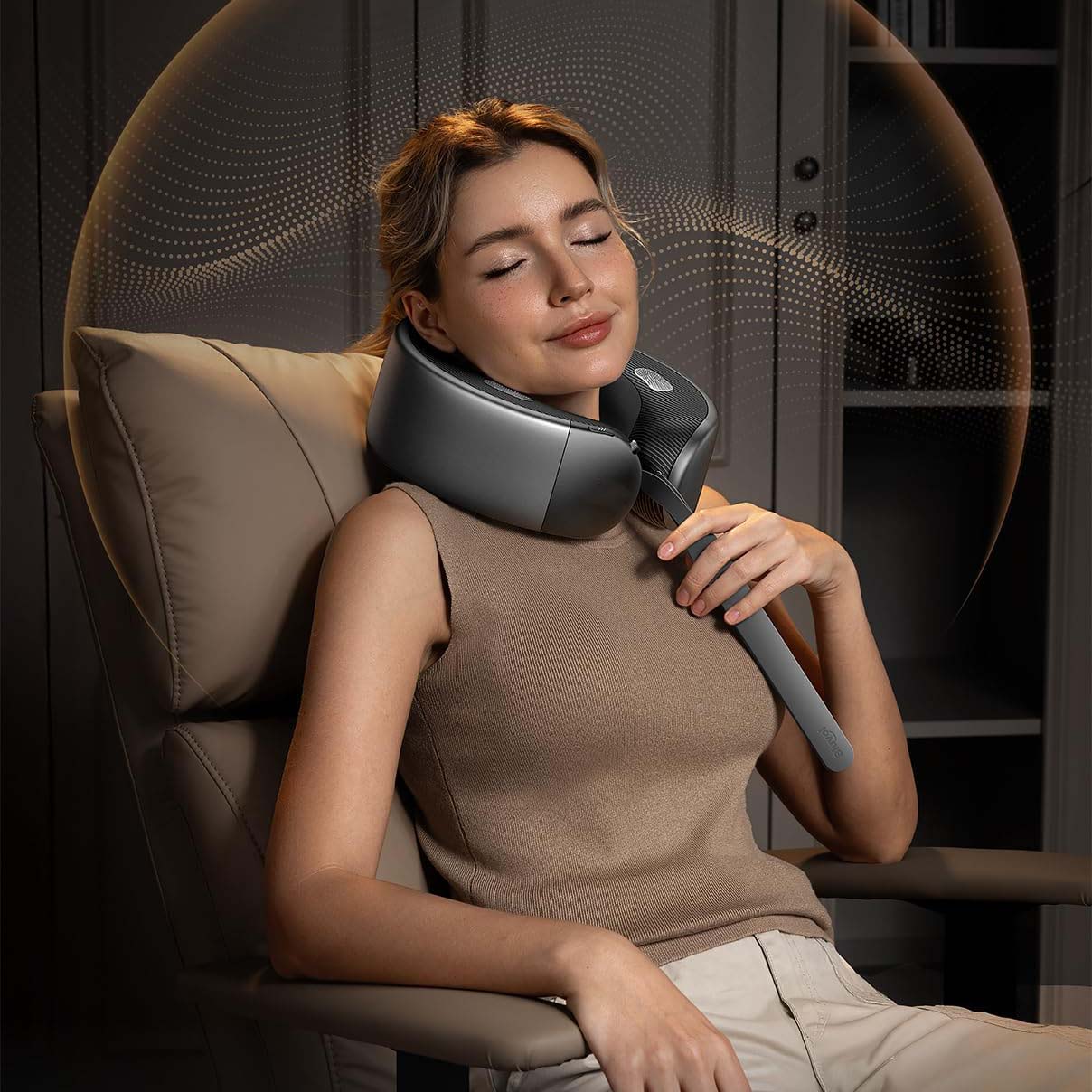 3D Heated Neck Massager Pillow with 360° Surround Sound, Adjustable Modes and Deep Tissue Relief